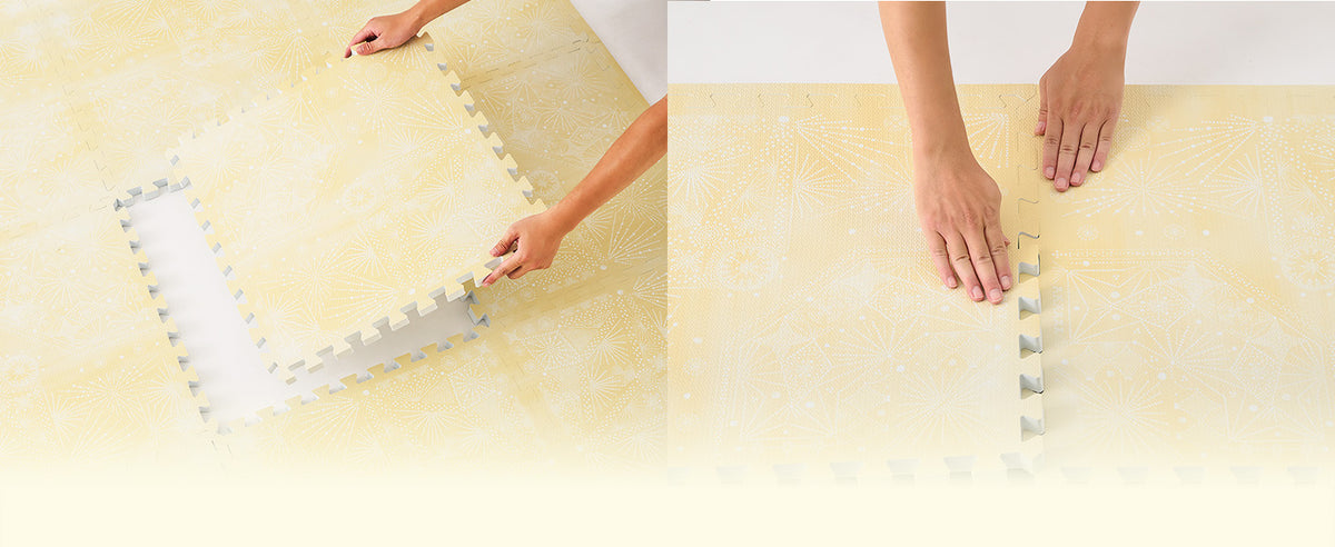 Firework - Champagne Yellow interlocking play mat assembly detail
