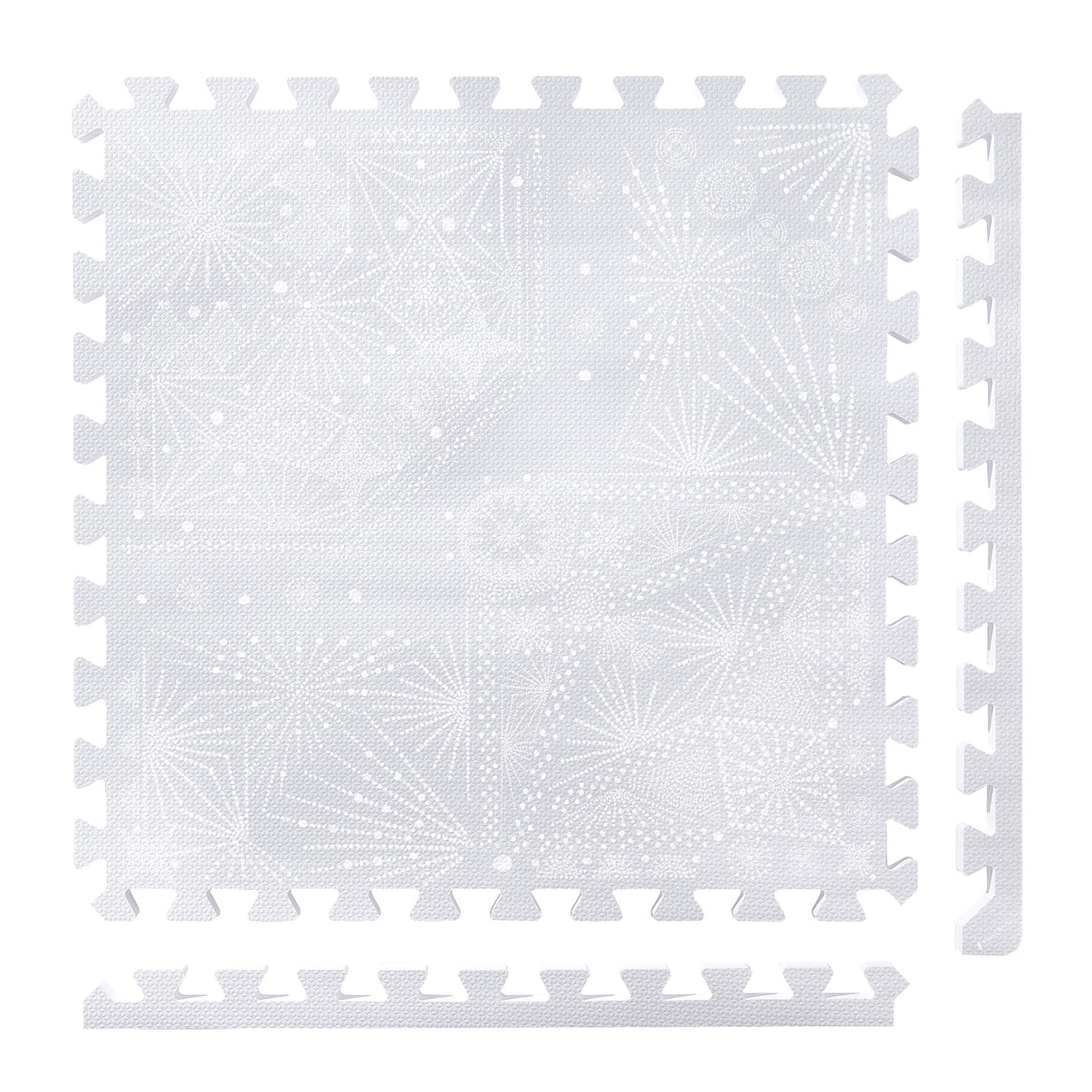 Firework - Lavender Grey play mat tiles and border pieces on white