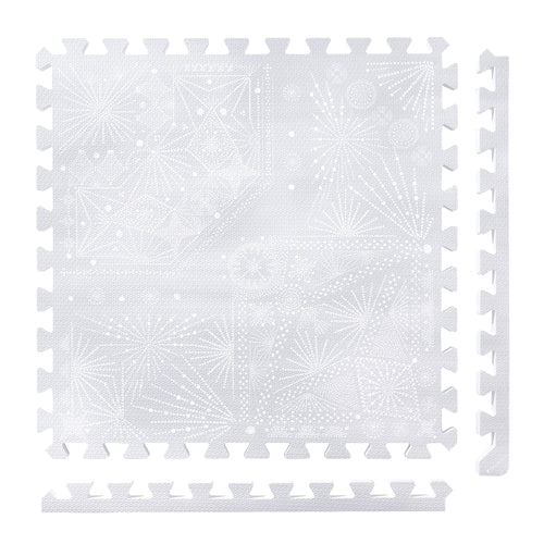 Firework - Lavender Grey play mat tiles and border pieces on white