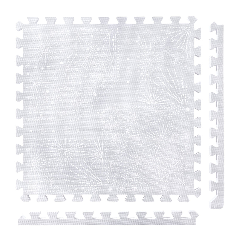 Firework - Lavender Grey play mat tiles and border pieces on white