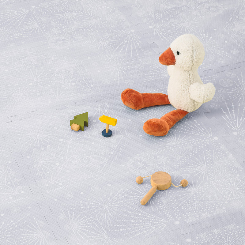 Firework - Lavender Grey play mat during toy floor time