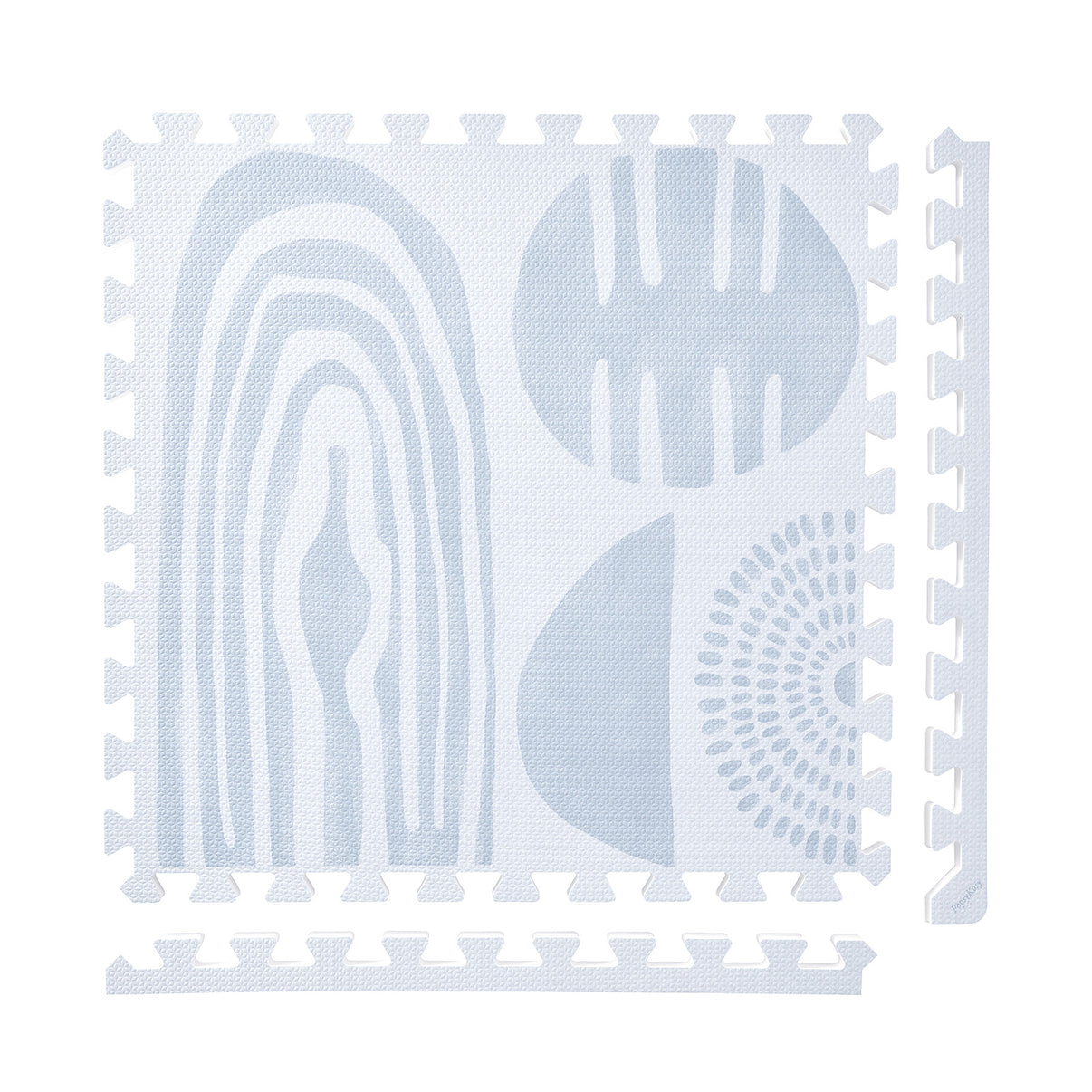 Boulder - Glacier Grey play mat tiles and border pieces on white