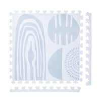 Boulder - Glacier Grey play mat tiles and border pieces on white