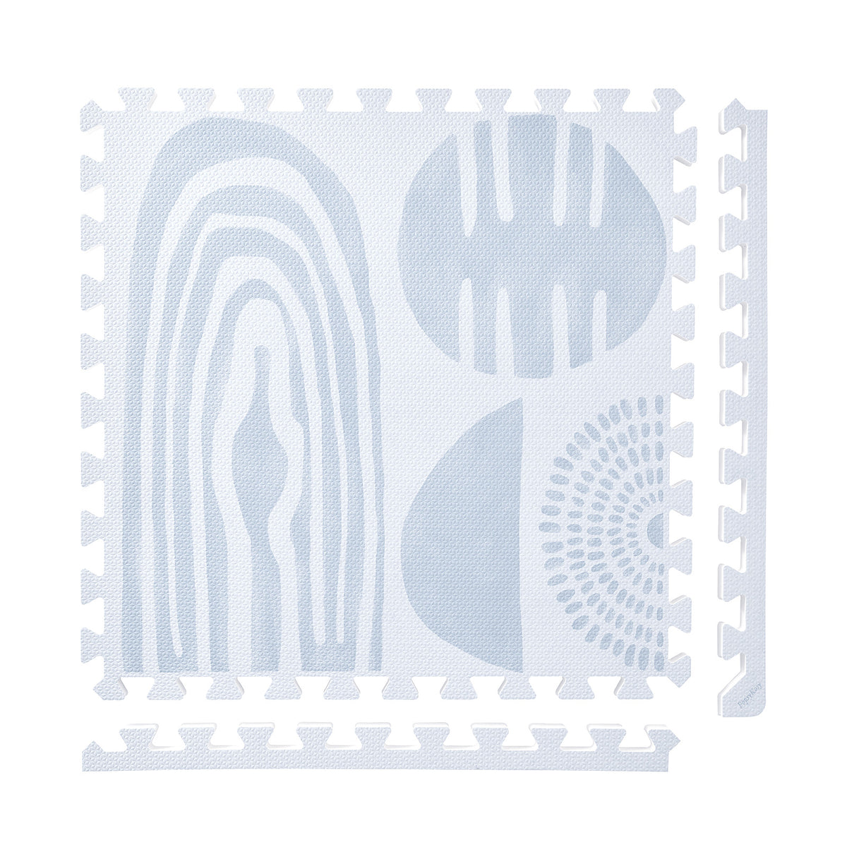 Boulder - Glacier Grey play mat tiles and border pieces on white