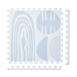 Boulder - Glacier Grey play mat tiles and border pieces on white