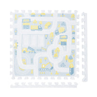 Little Builders - Pastel Blue Gray play mat tiles and border pieces on white