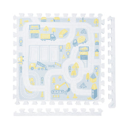 Little Builders - Pastel Blue Gray play mat tiles and border pieces on white