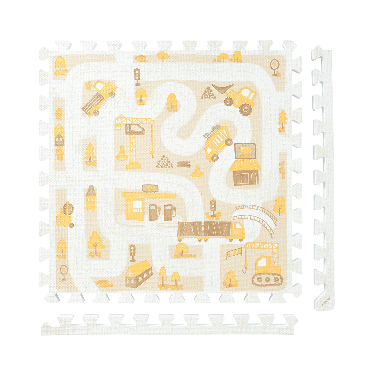 Little Builders - Warm Beige play mat tiles and border pieces on white