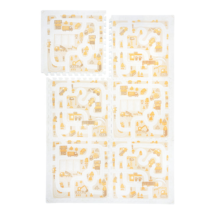 Little Builders - Warm Beige play mat full set on a white background