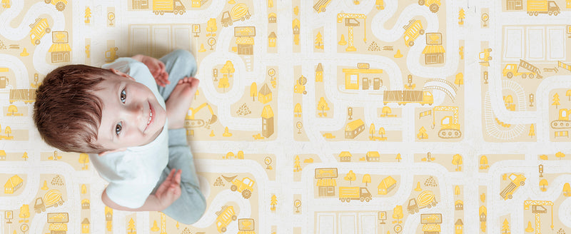Little Builders - Warm Beige 1-inch play mat during child floor time