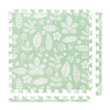 Tranquil Flower - Olive Green play mat tiles and border pieces on white