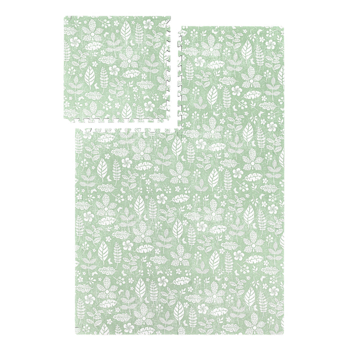 Tranquil Flower - Olive Green play mat full set on a white background