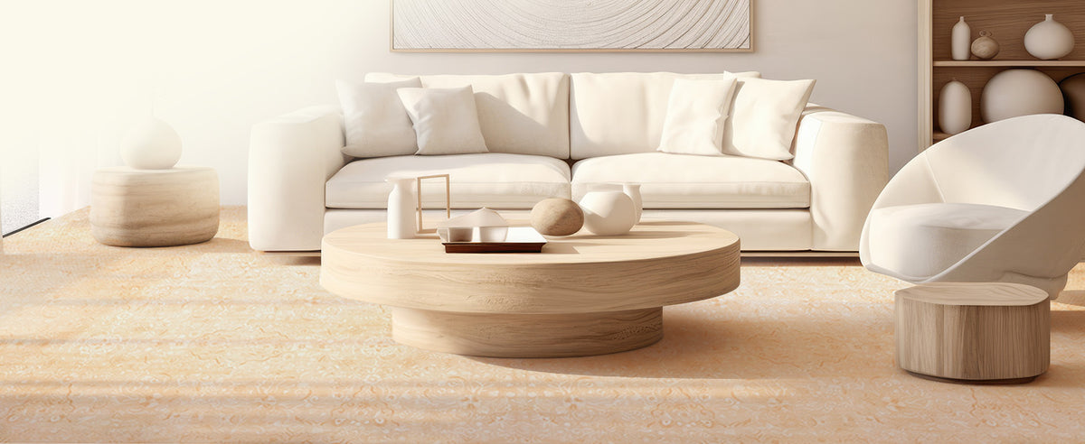 Persian Garden - Light Apricot play mat in a wide room view