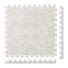 Persian Garden - Pearl Beige play mat tiles and border pieces on white