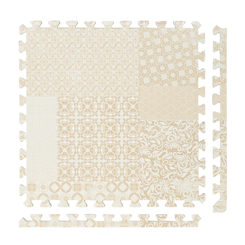 Totem - Beige play mat tiles and border pieces on white