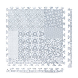 Totem - Gray play mat tiles and border pieces on white