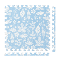 Tranquil Flower - Ocean Blue play mat tiles and border pieces on white