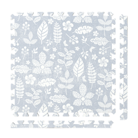 Tranquil Flower - Gray play mat tiles and border pieces on white
