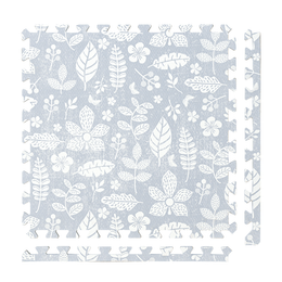 Tranquil Flower - Gray play mat tiles and border pieces on white