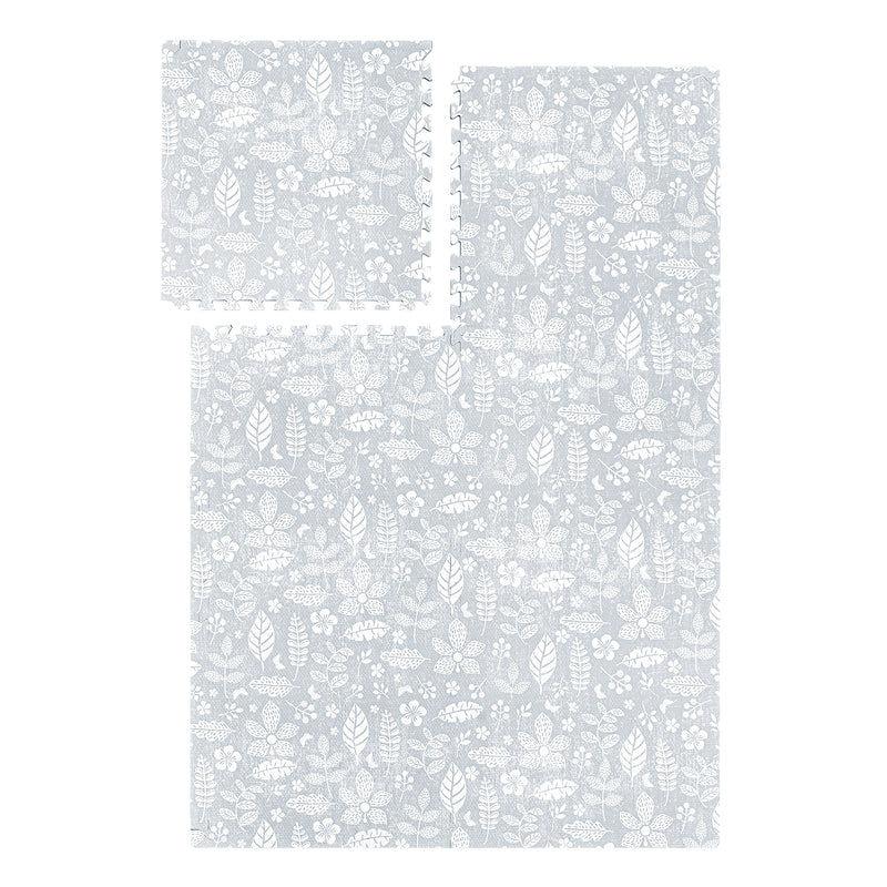 Tranquil Flower - Gray play mat full set on a white background