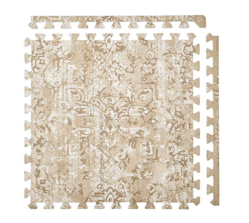 PopsyKosy Vintage Floral Light Chestnut 0.5-inch EVA play mat tiles with borders