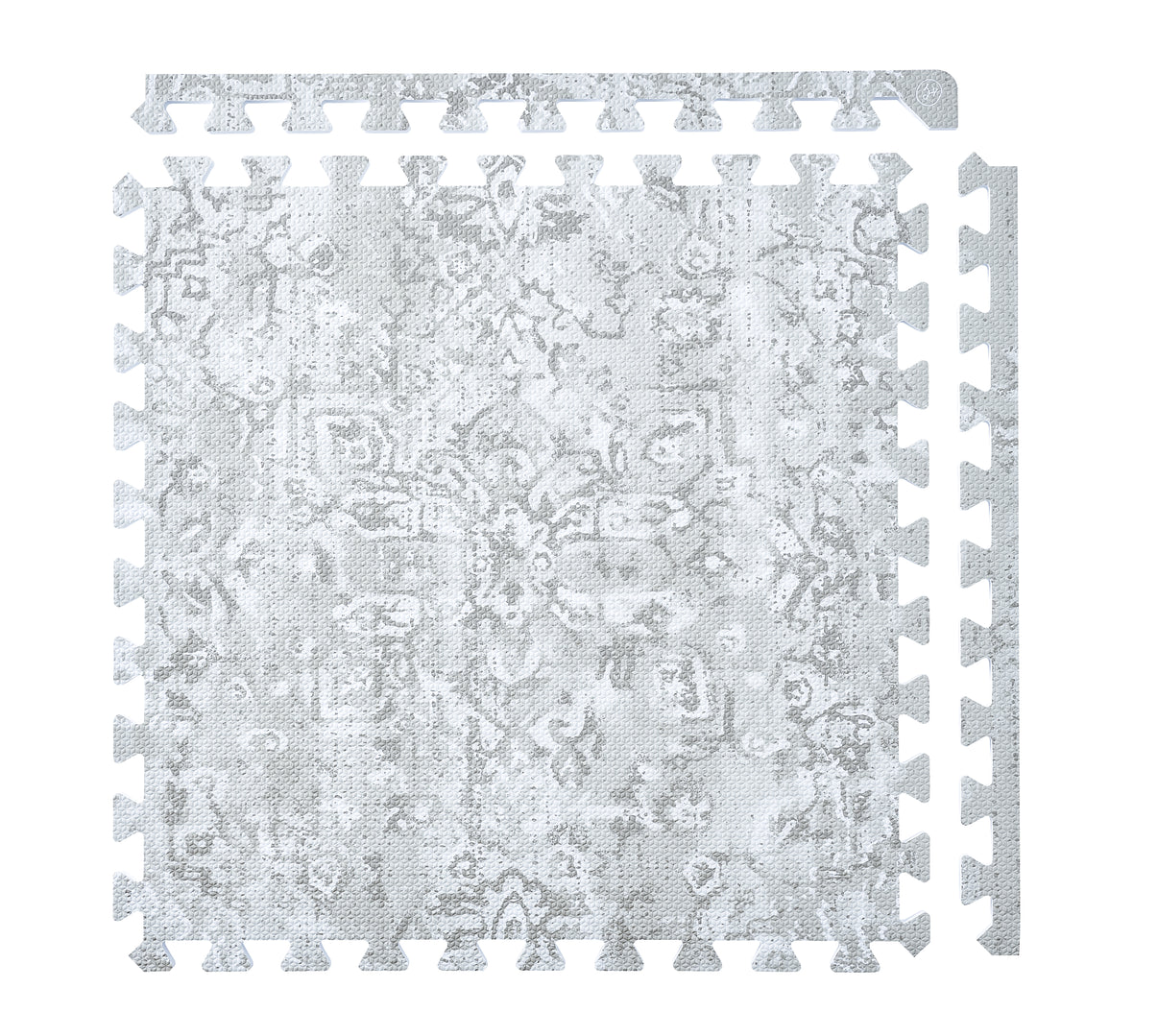 PopsyKosy Vintage Floral Muted Gray 0.5-inch EVA play mat tiles with borders