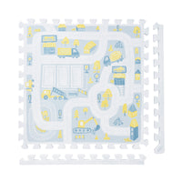 Stylish Large Baby Foam Play Mats｜Little Builders - Pastel Blue Gray
